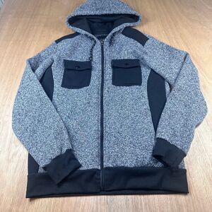 Steve Jeans Men’s Gray Black Full Zip Hoodie Jacket Size M Pockets